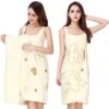 soft & absorbent microfiber bath towel wrap with shoulder straps (1 pc)