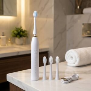 rechargeable electric toothbrush white color with 3 extra head (1 pc )