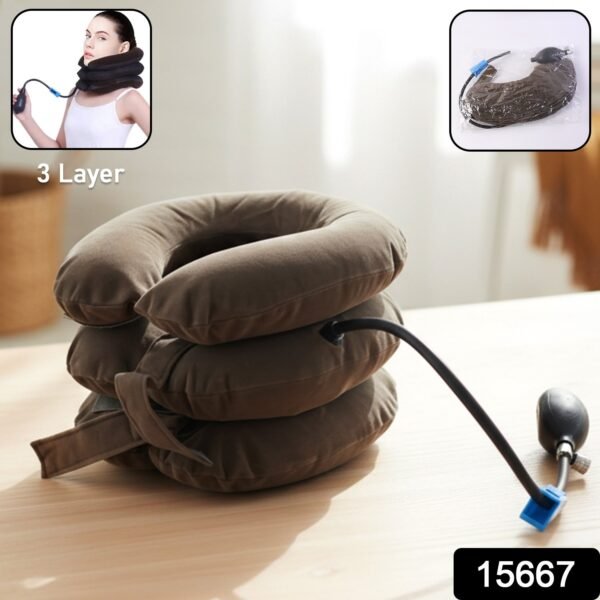 3 layer inflatable cervical neck traction support collar (1 pc)