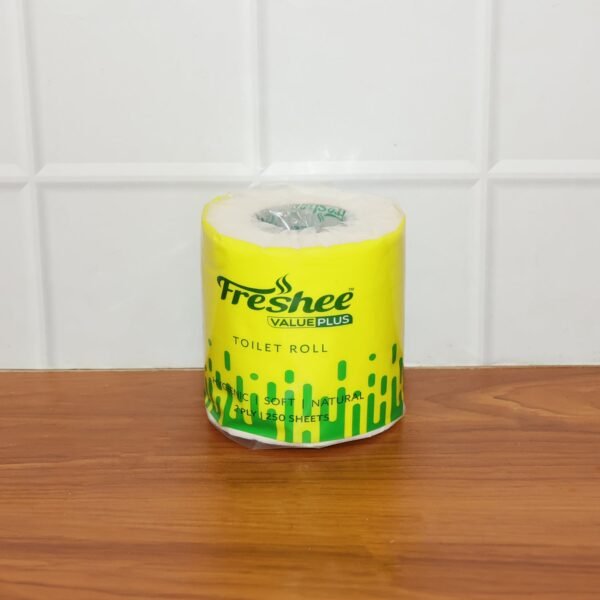 freshee ultra soft 2 ply toilet roll â€” 250 sheets per roll (10x10 cm)