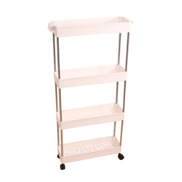 plastic 4 layer folding trolly storage organizer kitchen rack