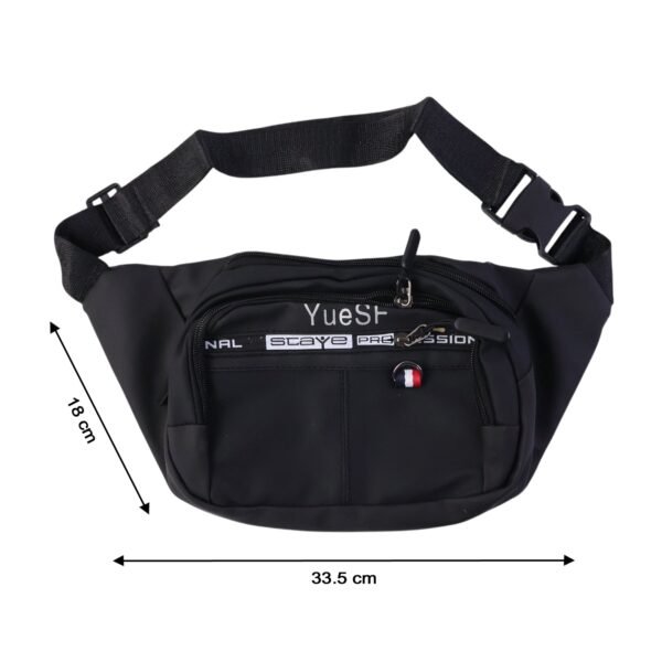 stylish multi pocket black waist bag / fanny pack (1 pc / mix design)