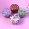 premium decorative mandala printed metal candle container (4 pc)