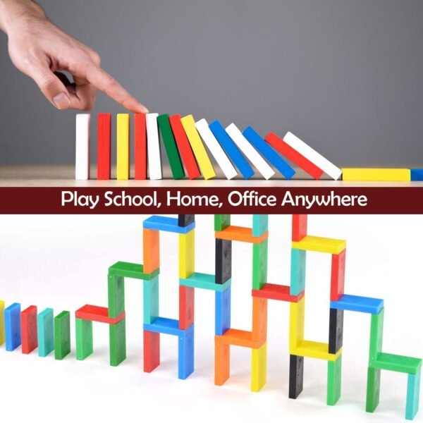 120pc dominoes blocks set multicolor wooden toy building indoor game toy.