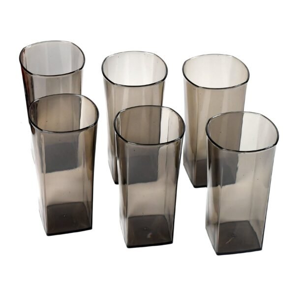 unbreakable transparent square design wine tumbler plastic glass set pack of 6