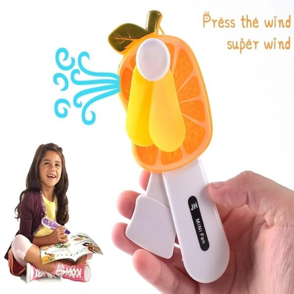 mini hand pressure fruit shaped fan for kids (1 pc / mix design)