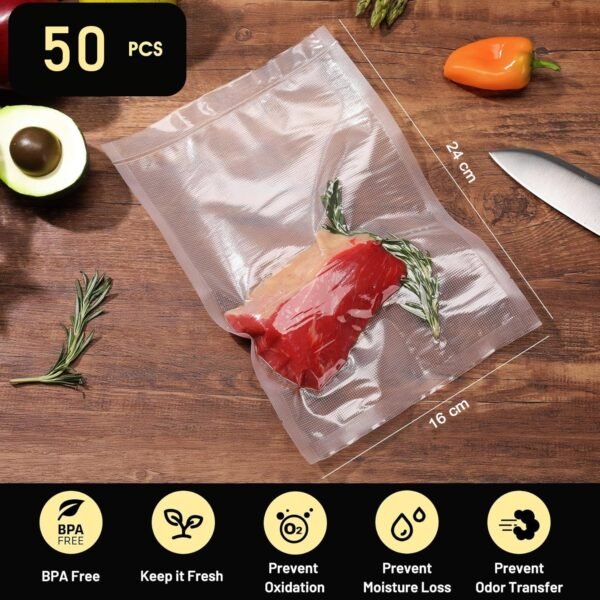vacuum food storage bag set (5 pcs, 24x16 cm)