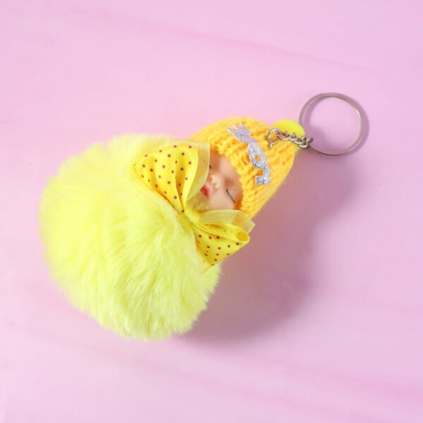 cute doll plush keychain with soft fur ball (1 pc)