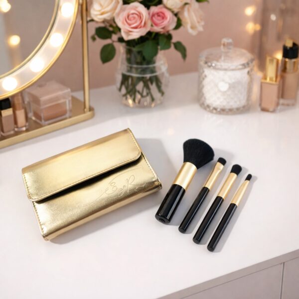 4 in 1 portable makeup brush set with storage pouch 4 in 1 portable makeup brush set with storage pouch