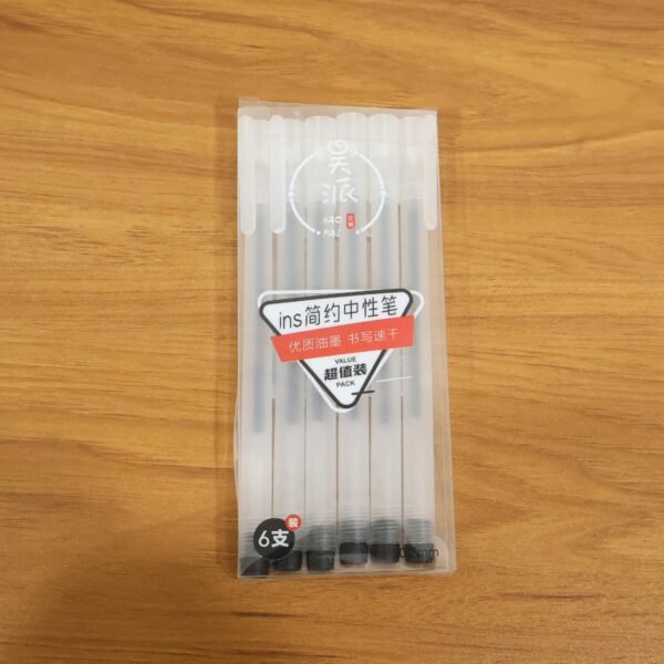 transparent smooth writing black gel pens set of 6 pieces