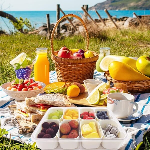 6 compartment fridge storage box with lid