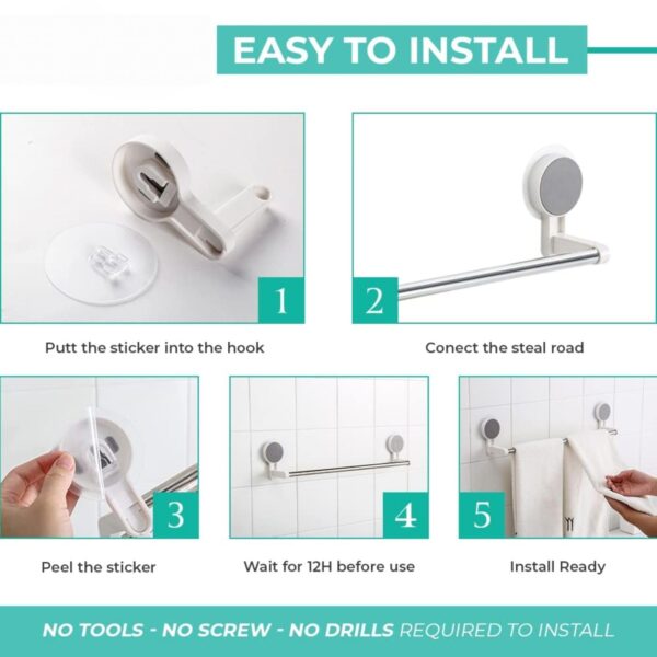 self adhesive towel rod / rack (1 pc)