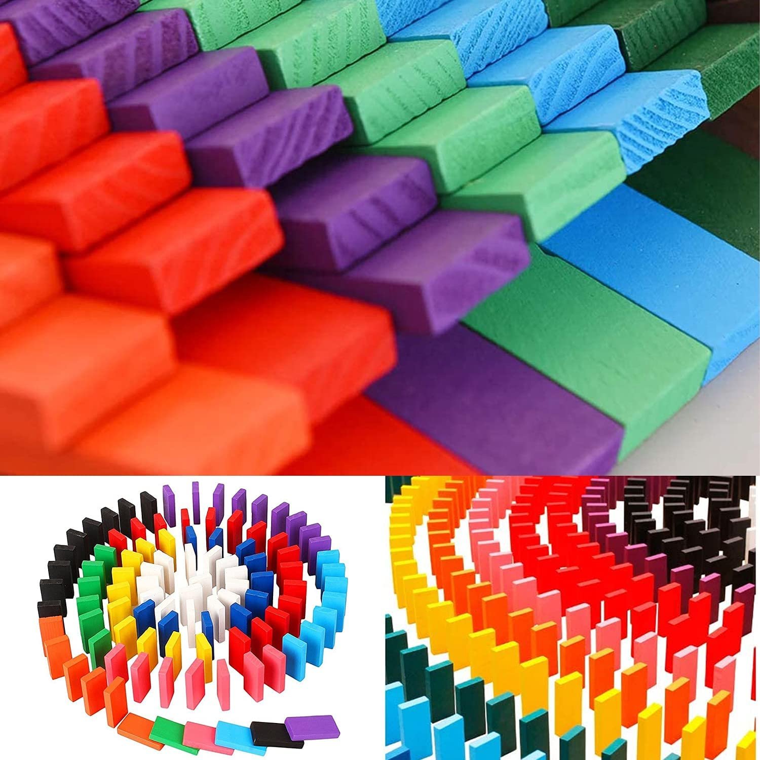 120pc dominoes blocks set multicolor wooden toy building indoor game toy.