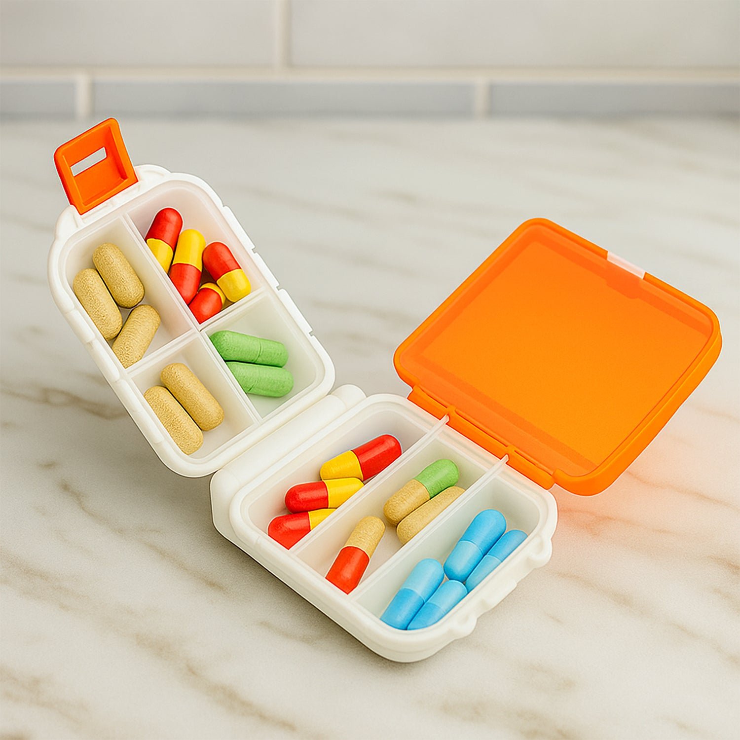 portable dual sided pill organizer box (1 pc)