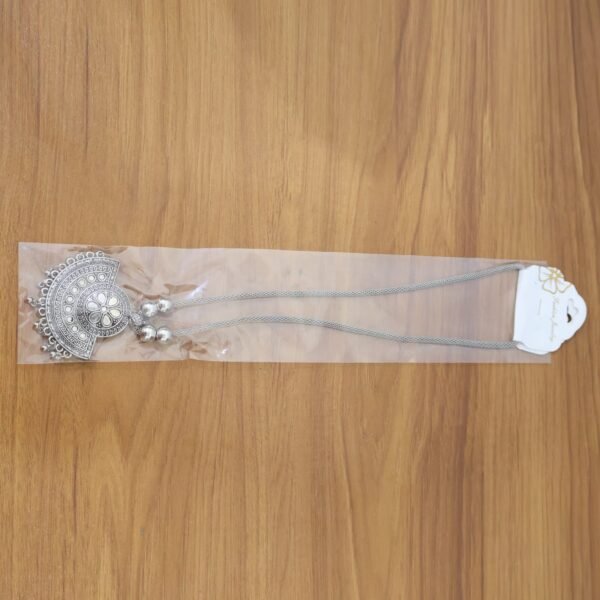 oxidised silver tone traditional long necklace (1 pc)