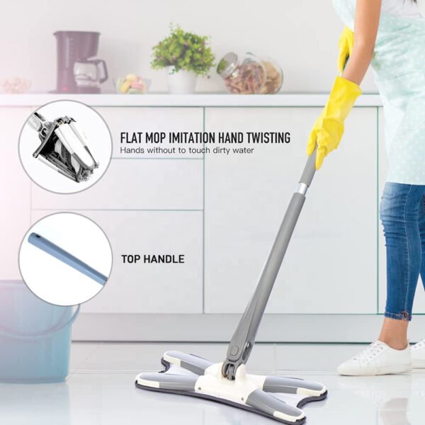x shape hands free squeeze microfiber floor mop for home cleaning