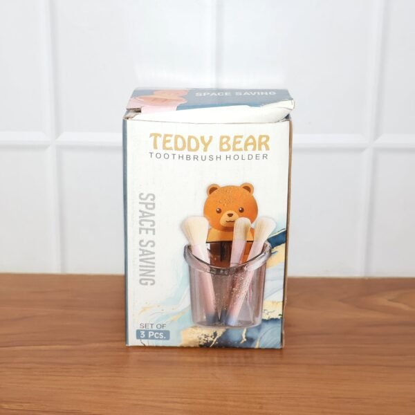 cute teddy bear toothbrush holder for kids (3 pc set)