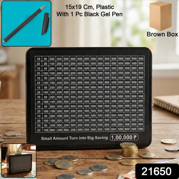 reusable money saving piggy bank with black gel pen (15 Ã— 19 cm, 1 pc)