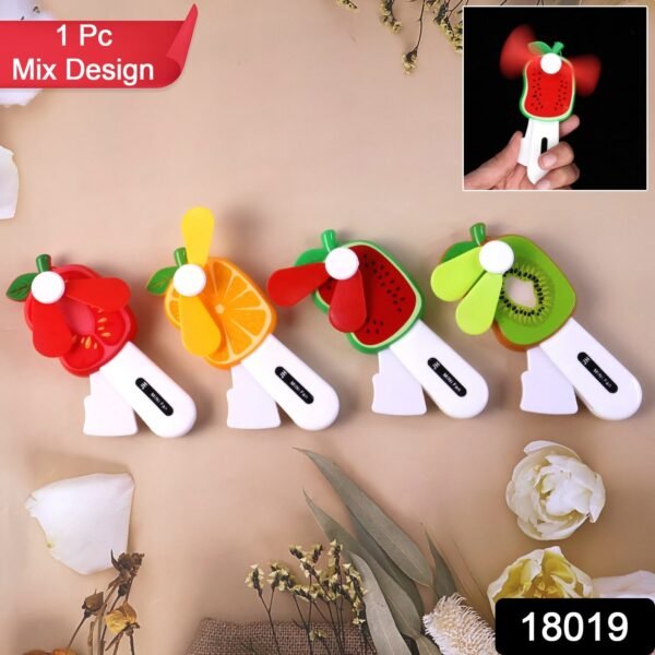 mini hand pressure fruit shaped fan for kids (1 pc / mix design)