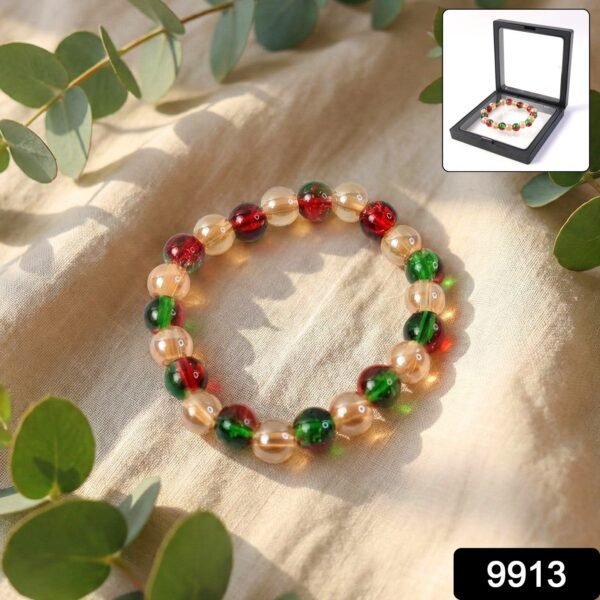 multicolor glossy bead stretch bracelet (1 pc)