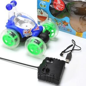 rechargeable 360Â° stunt remote control car with 3d lights & music for kids