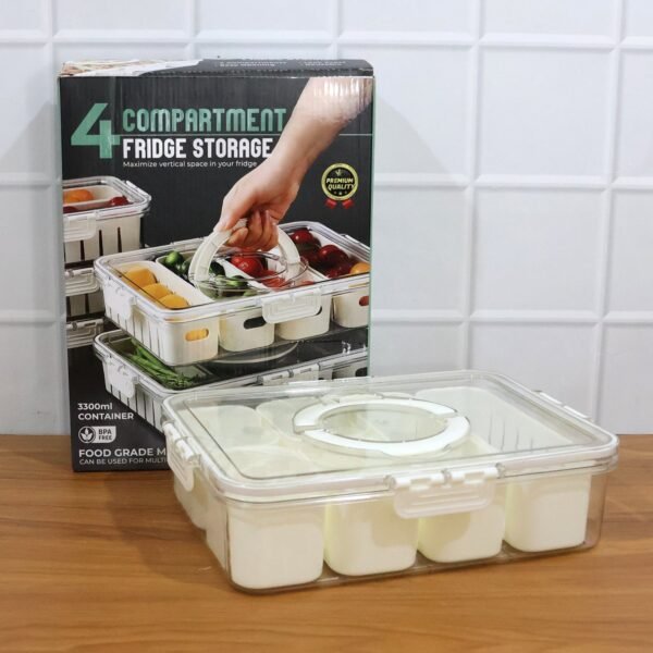 6 compartment fridge storage box with lid