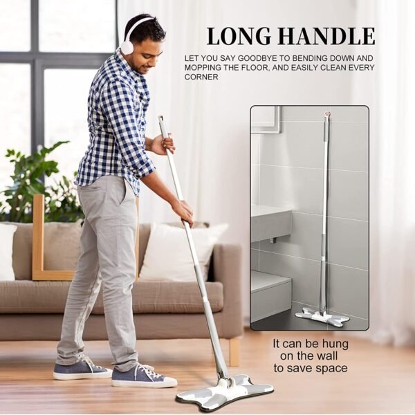 x shape hands free squeeze microfiber floor mop for home cleaning