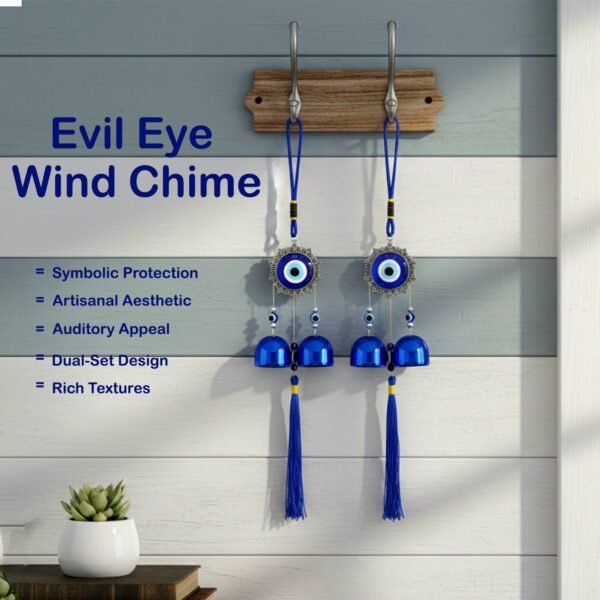 decorative evil eye hanging wind chime set (2 pc set)