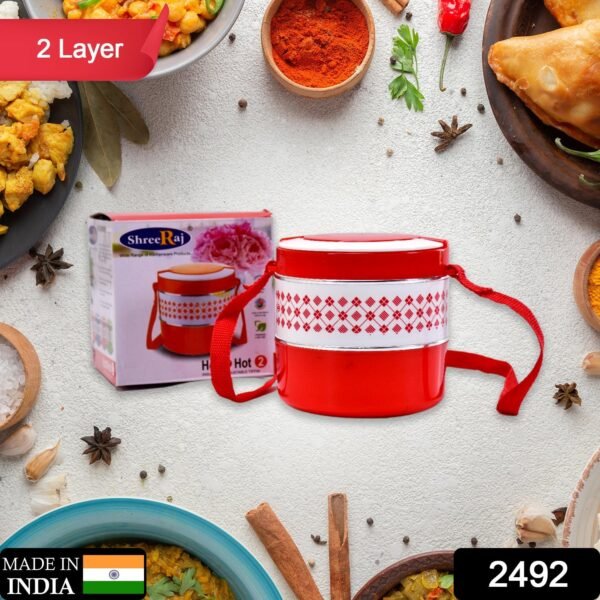 2layer adjustable insulated tiffin set of 1, blue 2 containers lunch box