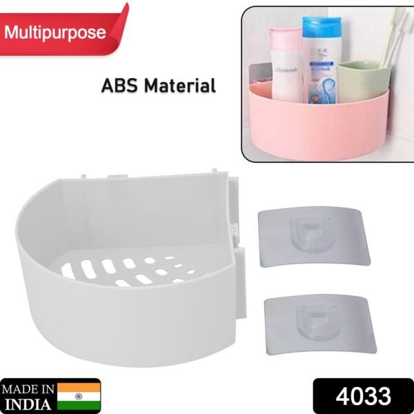 corner shelf bathroom kitchen rack self adhesive wall mount storage basket