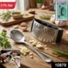 heavy duty garlic press tool with spoon set (2 pc set)