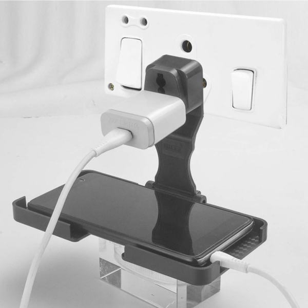 multi purpose wall holder stand for charging mobile (black)
