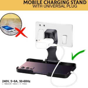 multi purpose wall holder stand for charging mobile (black)