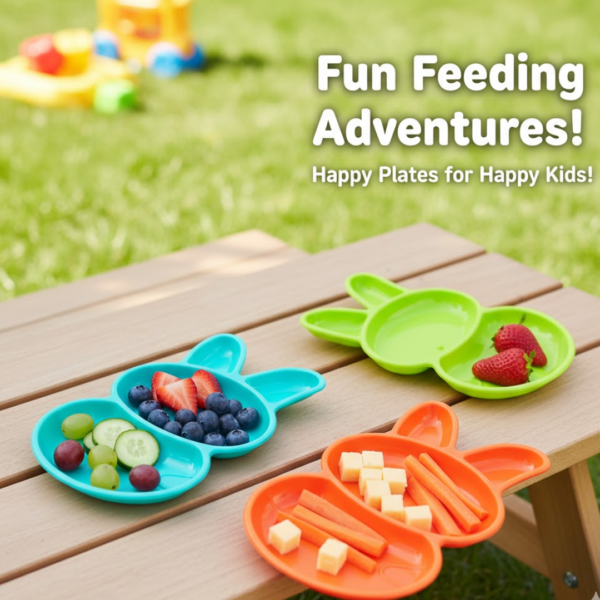 6 piece rabbit shape dish set for kids (multicolor)