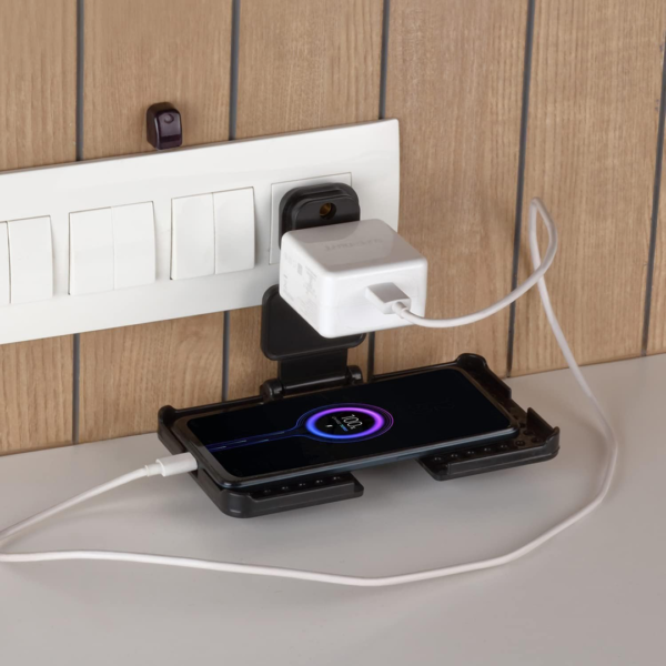multi purpose wall holder stand for charging mobile (black)