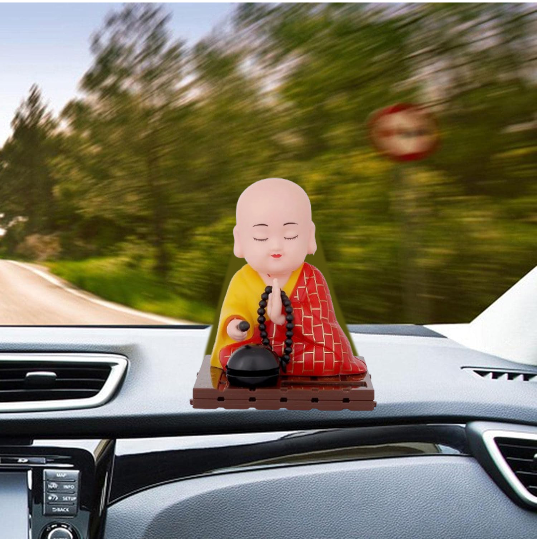 red solar powered sitting buddha statue (1 pc / medium)