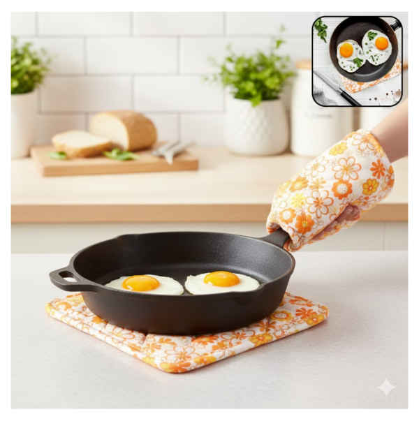 kitchen heat resistant quilted pot holder & oven mitt pad (1 pc / 16x16 cm)