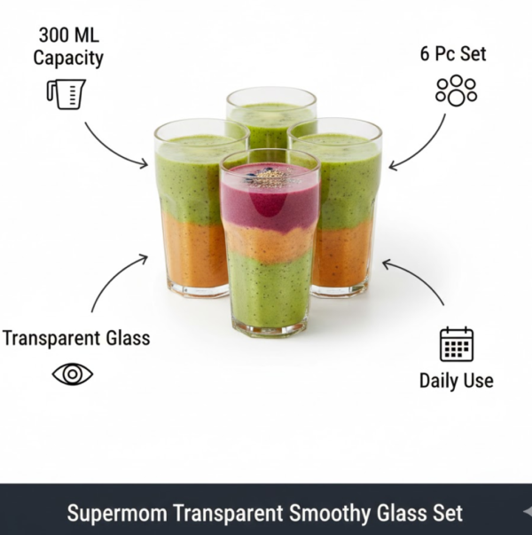 supermom transparent smoothy glass set (approx 300ml / 6 pc)