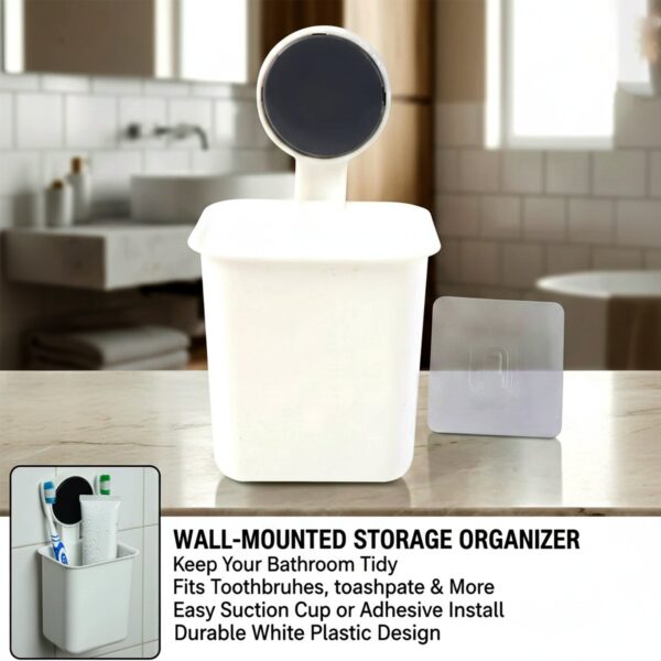 wall mounted toothbrush & bathroom storage organizer (1 pc)