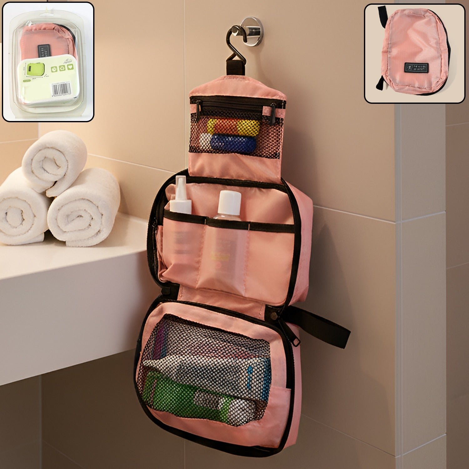 premium travel mate hanging toiletry bag (1 pc)