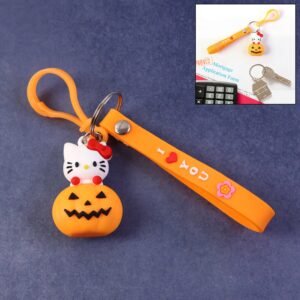 cute cartoon cat & pumpkin theme silicone keychain (1 pc) cute cartoon cat & pumpkin theme silicone keychain (1 pc)