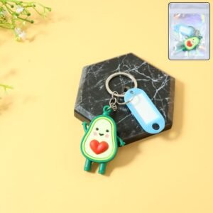 cute avocado cartoon keychain with name tag holder (1 pc) cute avocado cartoon keychain with name tag holder (1 pc)