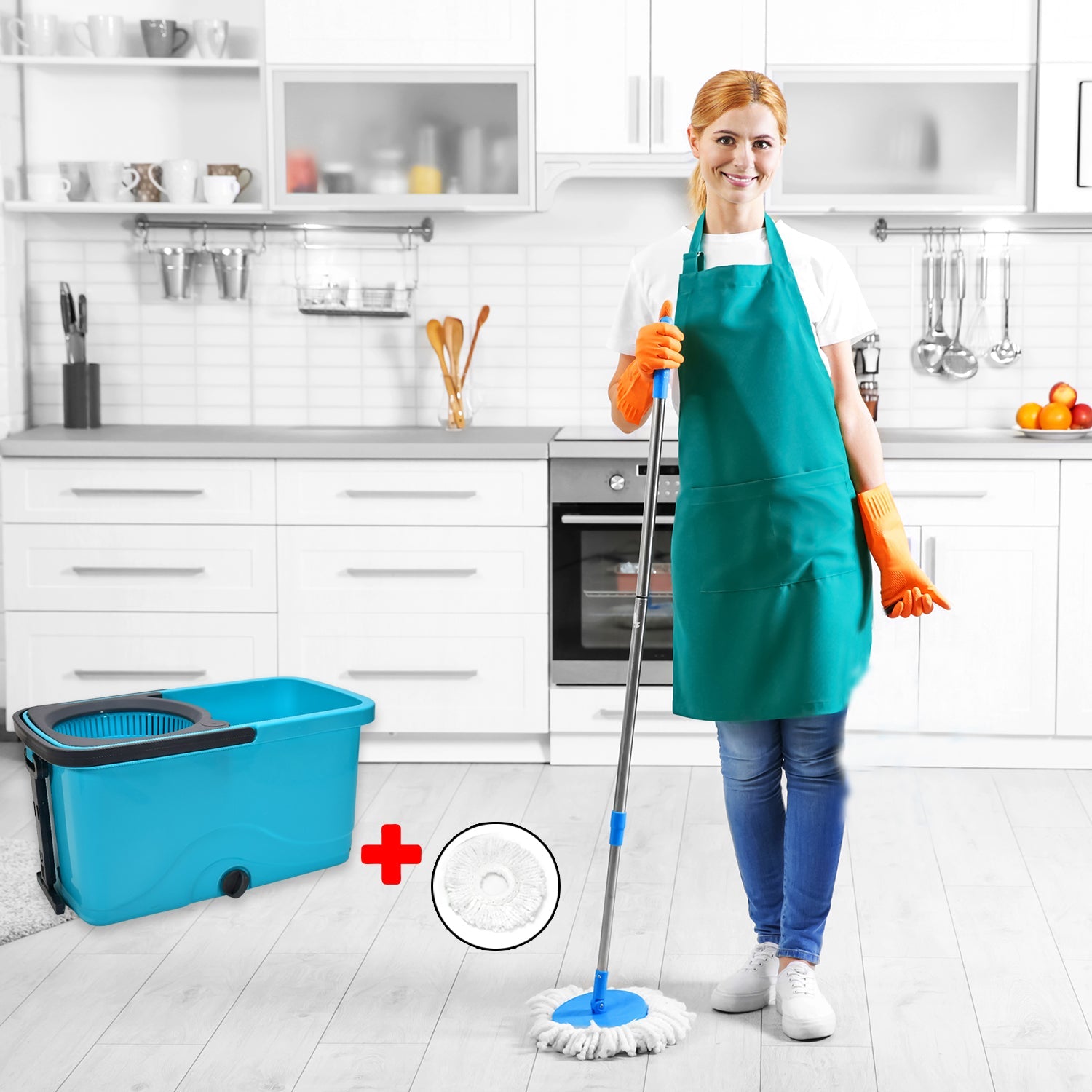 quick spin cleaning mop with bucket