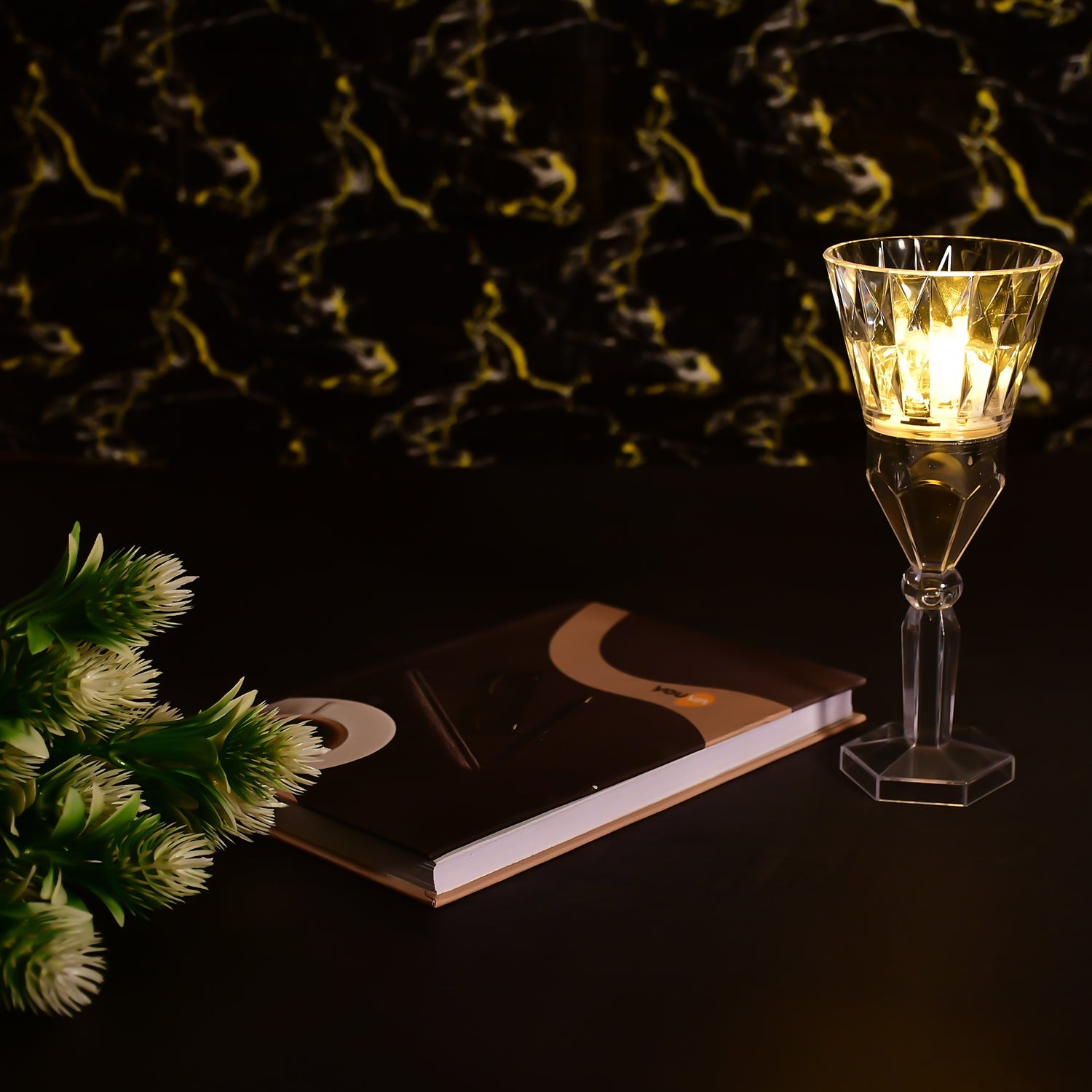 2in1 transparent mini crystal table lamp with reflection light