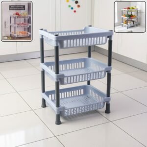 3 layer multipurpose kitchen storage basket rack