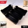 black plastic storage basket tray set (4 pcs)