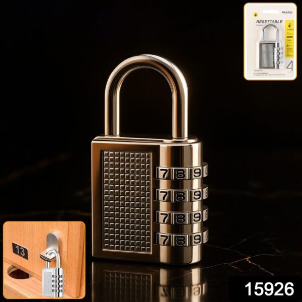 heavy duty 4 digit resettable combination padlock (1 pc)
