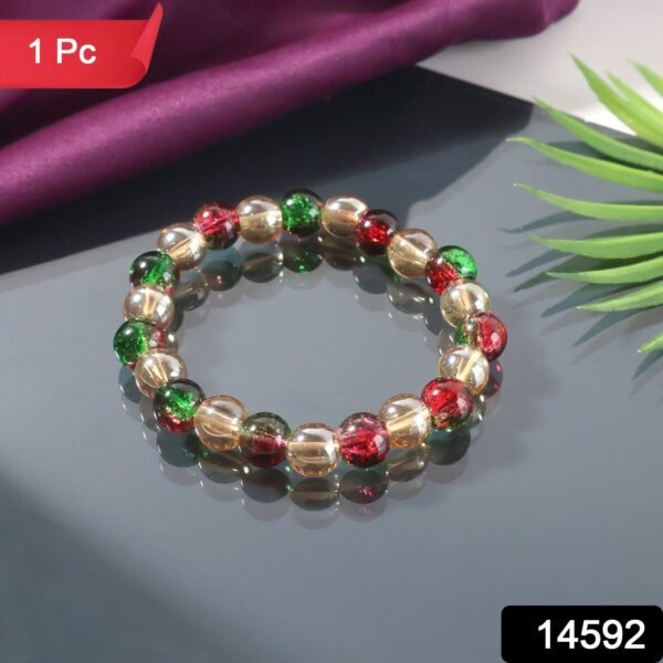 multicolor glossy bead stretch bracelet (1 pc)