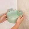 corner shelf bathroom kitchen rack self adhesive wall mount storage basket