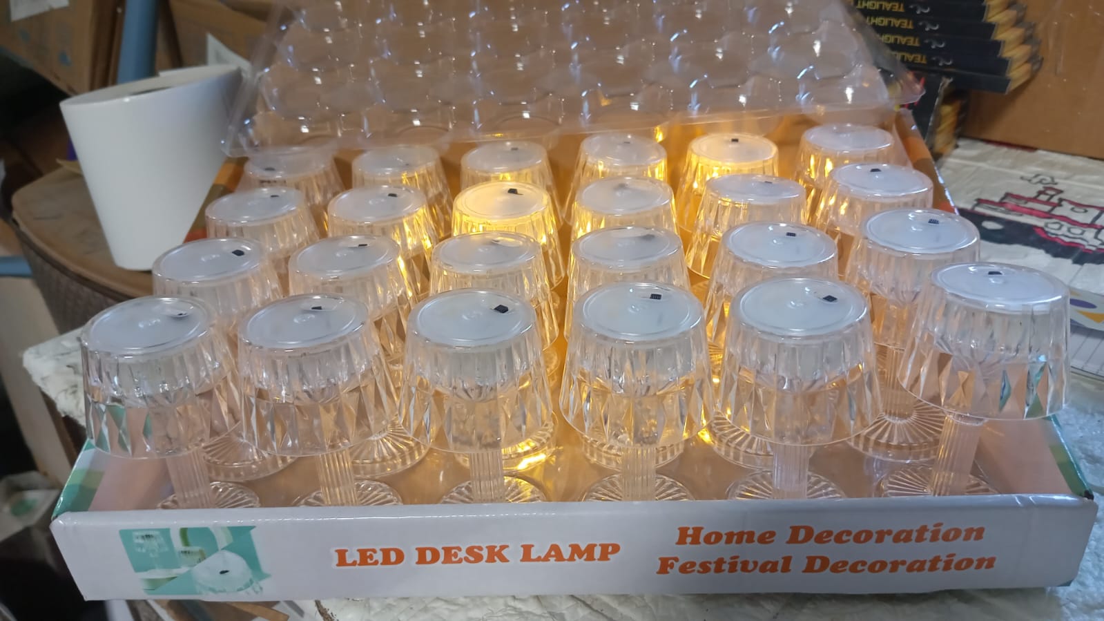 2in1 transparent mini crystal table lamp with reflection light